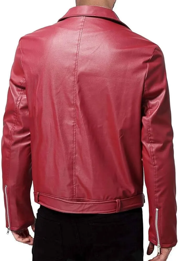 Maiyifu-GJ Mens Vintage Leather Jacket Lapel Asymmetric Zip-Up Slim Fit Biker Coat Motorcycle Faux Leather Jackets