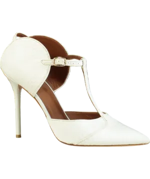 Malone Souliers White Pointed Snakeskin Strappy Heels UK 8 EU 41 