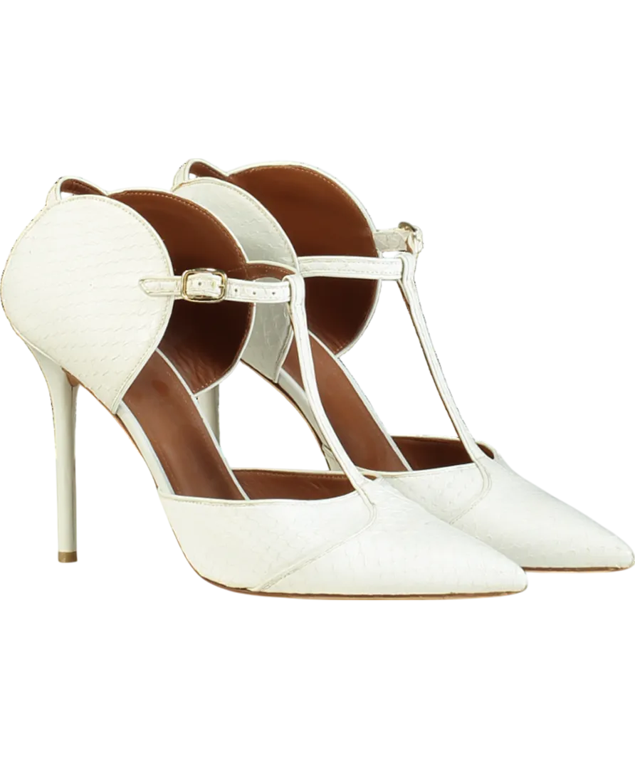 Malone Souliers White Pointed Snakeskin Strappy Heels UK 8 EU 41 