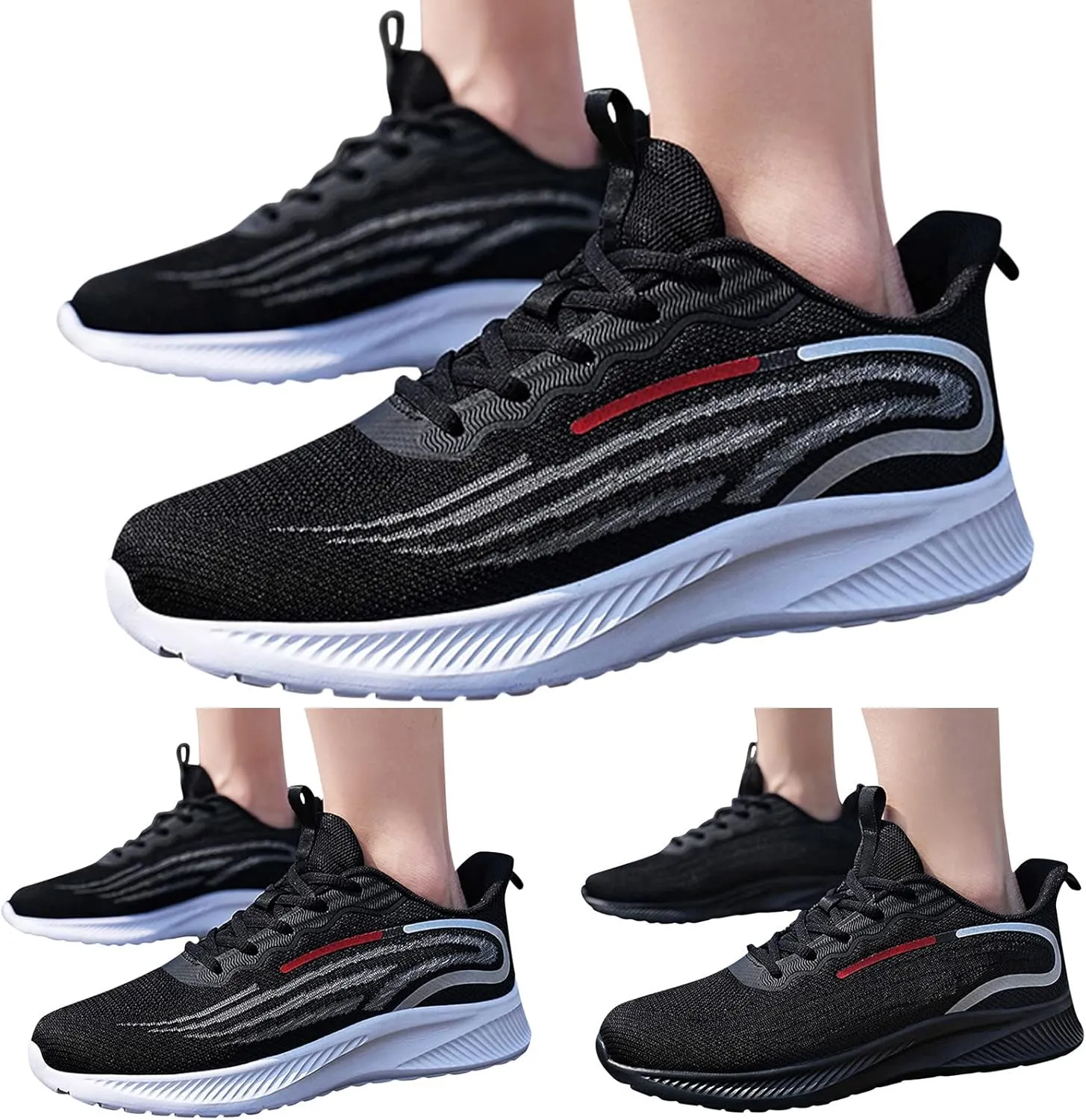 Men Sports Shoes Fashion New Pattern Mesh Breathable Comfortable Flat Bottom Thick Bottom Mens Air Low Sneaker