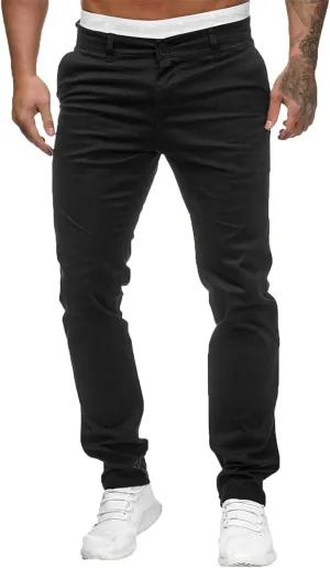 Men's Chino Pants Classic-Fit Casual Stretch Trousers Straight-Fit Wrinkle-Resistant Pants Casual Slim-Fit Pants