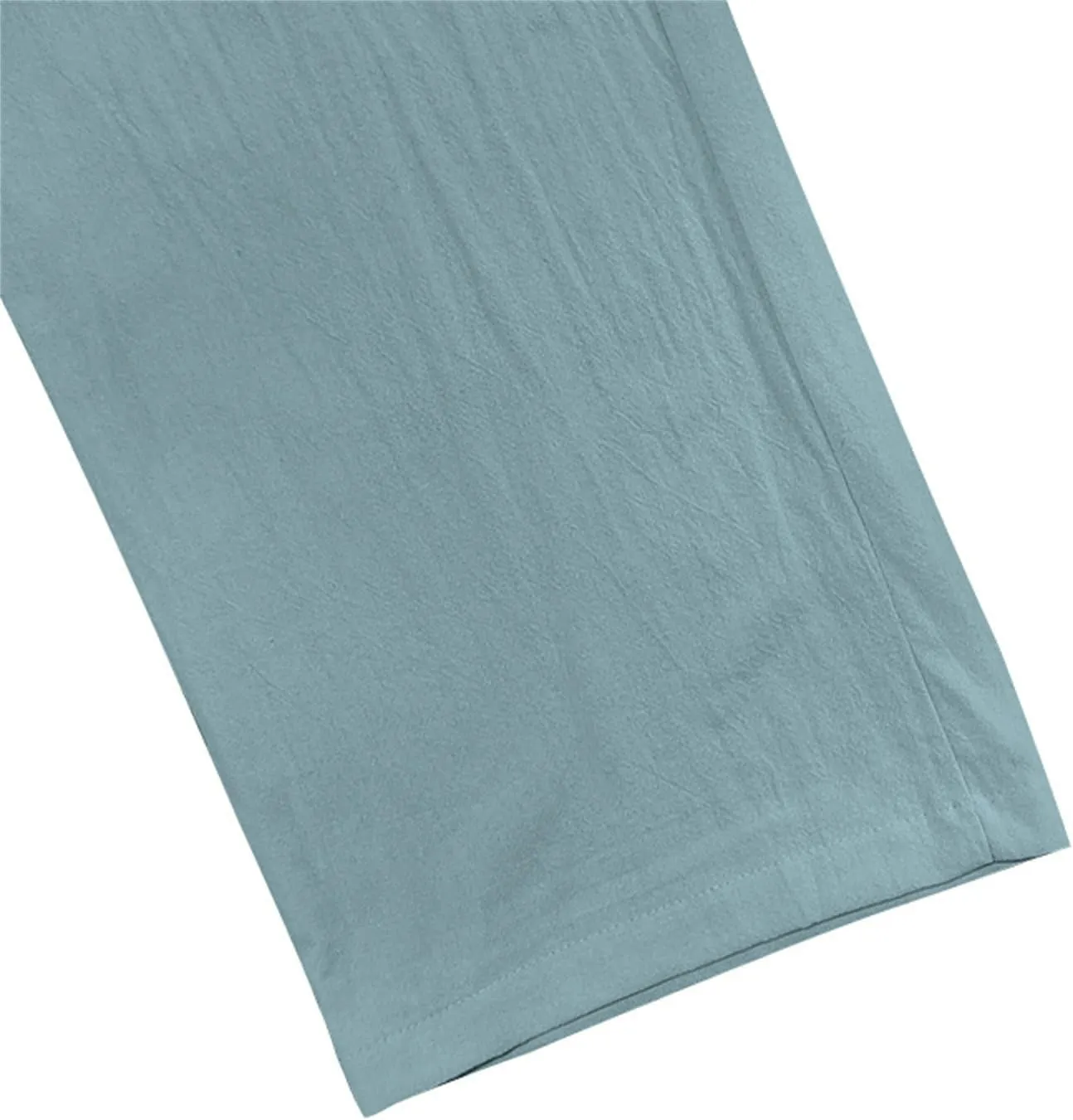Men's Cotton Linen Pants Drawstring Wide Leg Trousers Moisture Wicking Baggy Trousers Breathable Comfy Basic Pants