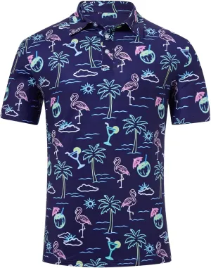 Mens Funny Golf Shirts for Men Polo Performance Moisture Wicking Dry Fit Shirt M-XXL