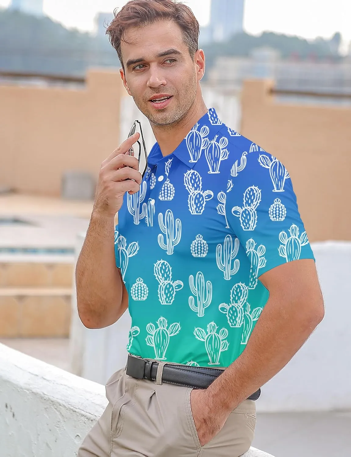Mens Funny Golf Shirts for Men Polo Performance Moisture Wicking Dry Fit Shirt M-XXL
