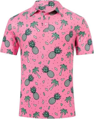 Mens Funny Golf Shirts for Men Polo Performance Moisture Wicking Dry Fit Shirt M-XXL