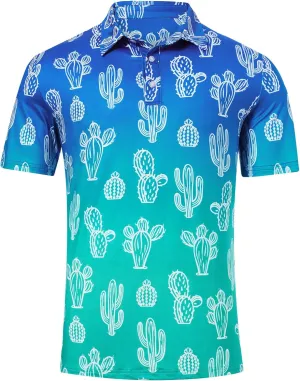 Mens Funny Golf Shirts for Men Polo Performance Moisture Wicking Dry Fit Shirt M-XXL