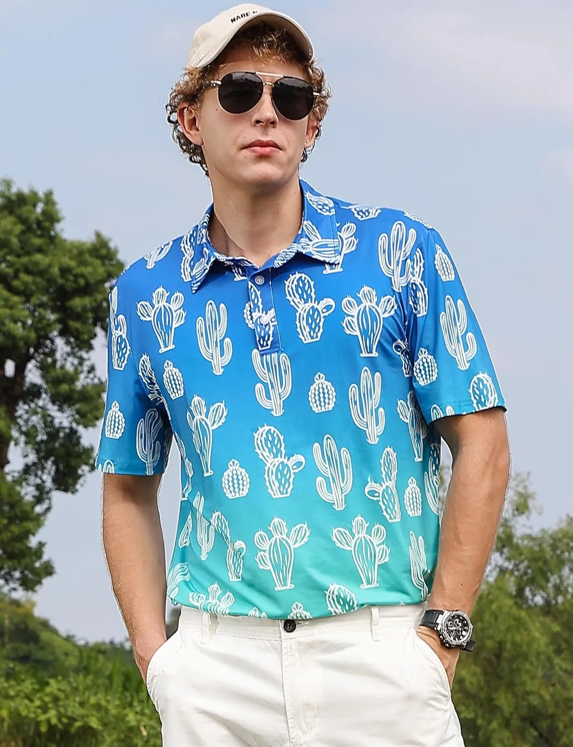 Mens Funny Golf Shirts for Men Polo Performance Moisture Wicking Dry Fit Shirt M-XXL