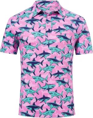 Mens Funny Golf Shirts for Men Polo Performance Moisture Wicking Dry Fit Shirt M-XXL