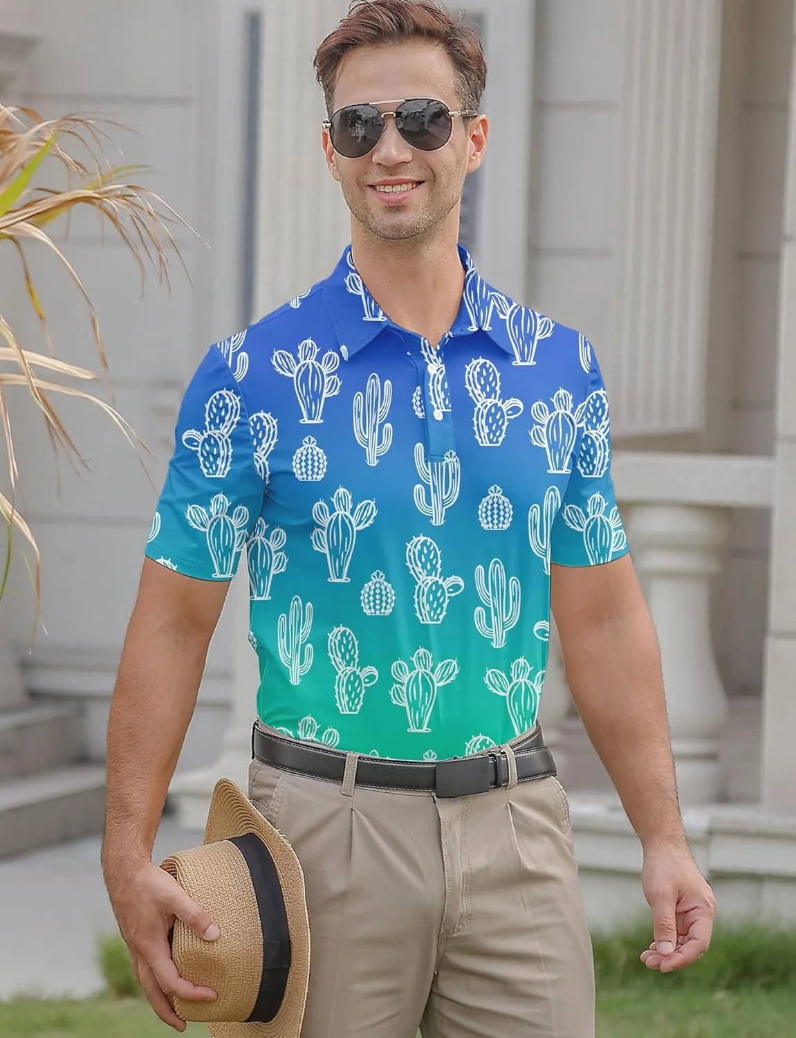 Mens Funny Golf Shirts for Men Polo Performance Moisture Wicking Dry Fit Shirt M-XXL