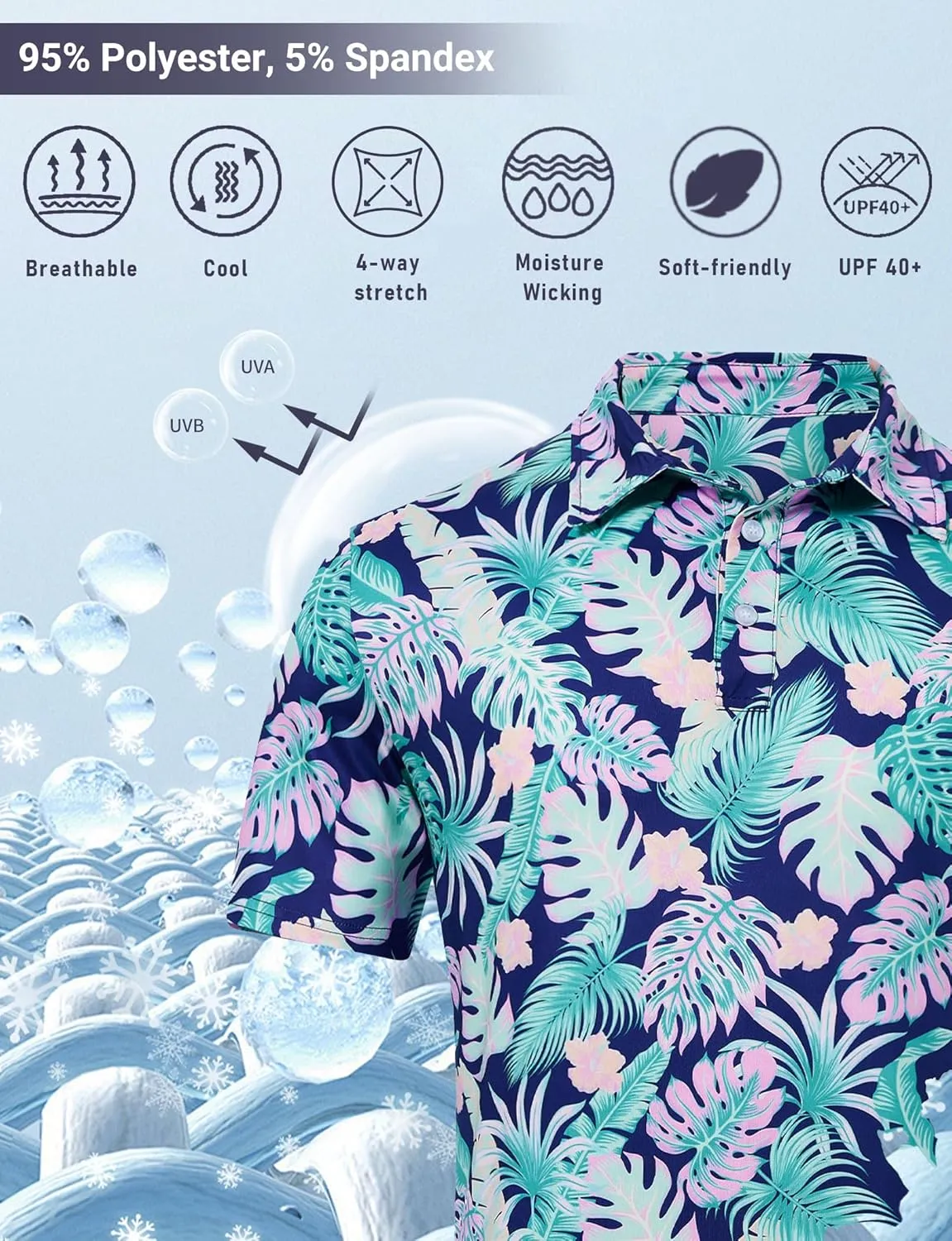 Mens Funny Golf Shirts for Men Polo Performance Moisture Wicking Dry Fit Shirt M-XXL