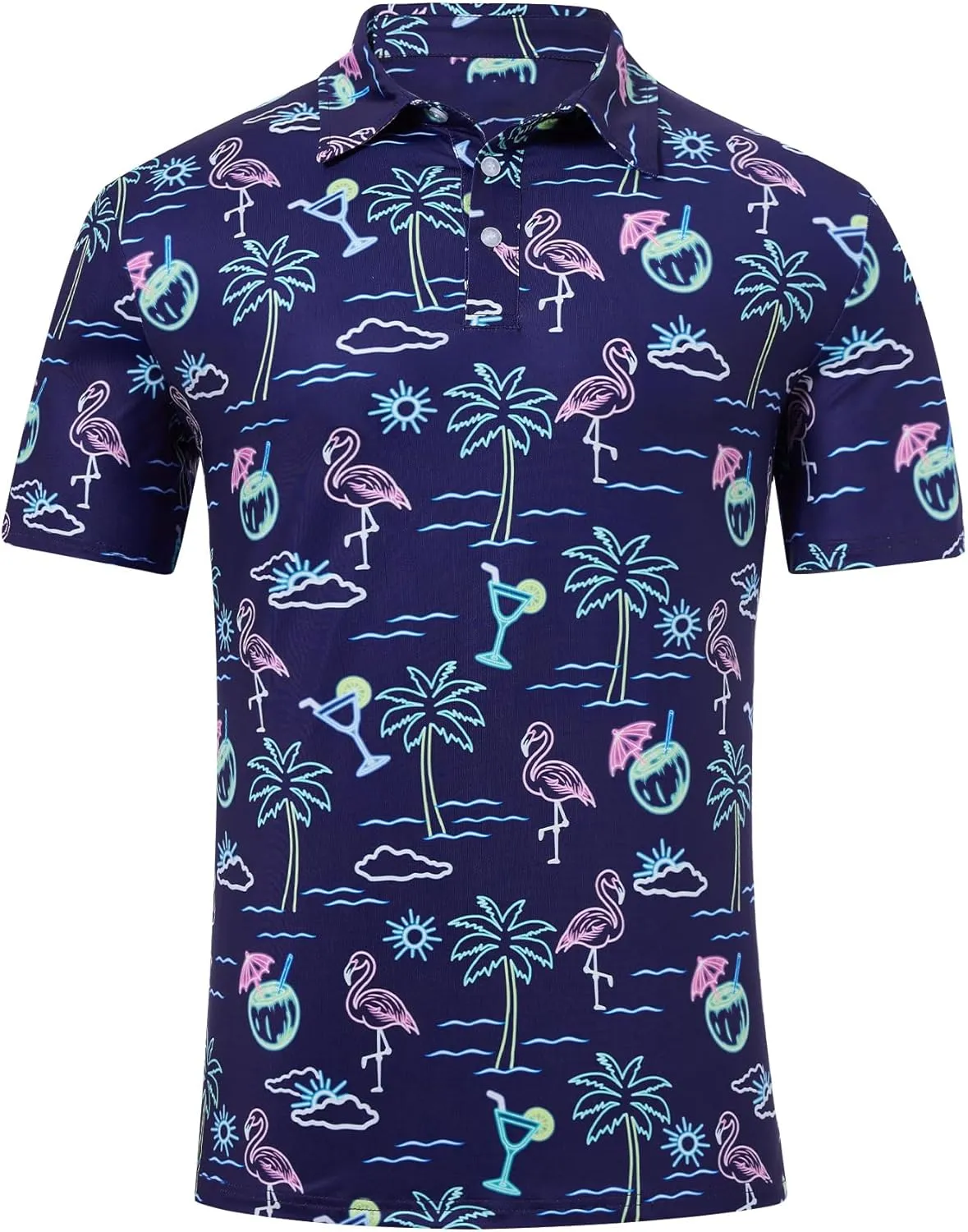 Mens Funny Golf Shirts for Men Polo Performance Moisture Wicking Dry Fit Shirt M-XXL