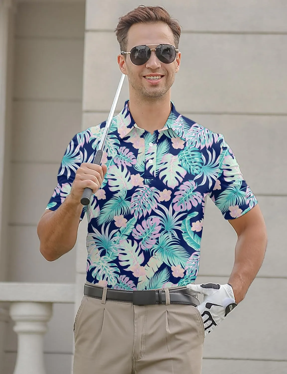 Mens Funny Golf Shirts for Men Polo Performance Moisture Wicking Dry Fit Shirt M-XXL