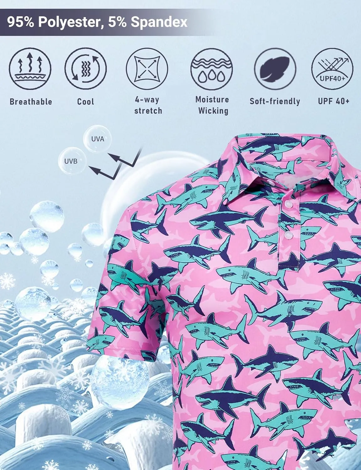 Mens Funny Golf Shirts for Men Polo Performance Moisture Wicking Dry Fit Shirt M-XXL