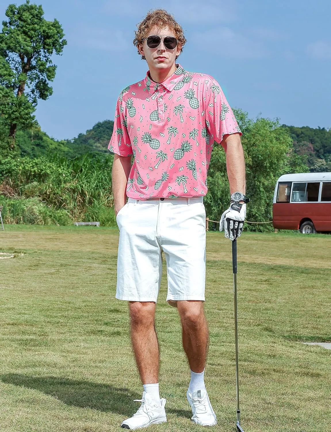 Mens Funny Golf Shirts for Men Polo Performance Moisture Wicking Dry Fit Shirt M-XXL
