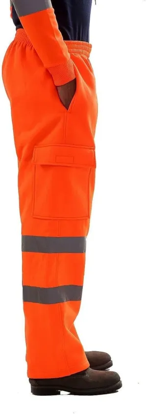 Mens High Visibility Pants Reflective Striped Safety Work Pants Cargo Trousers Hi-Vis Workwear with Pockets S-3XL