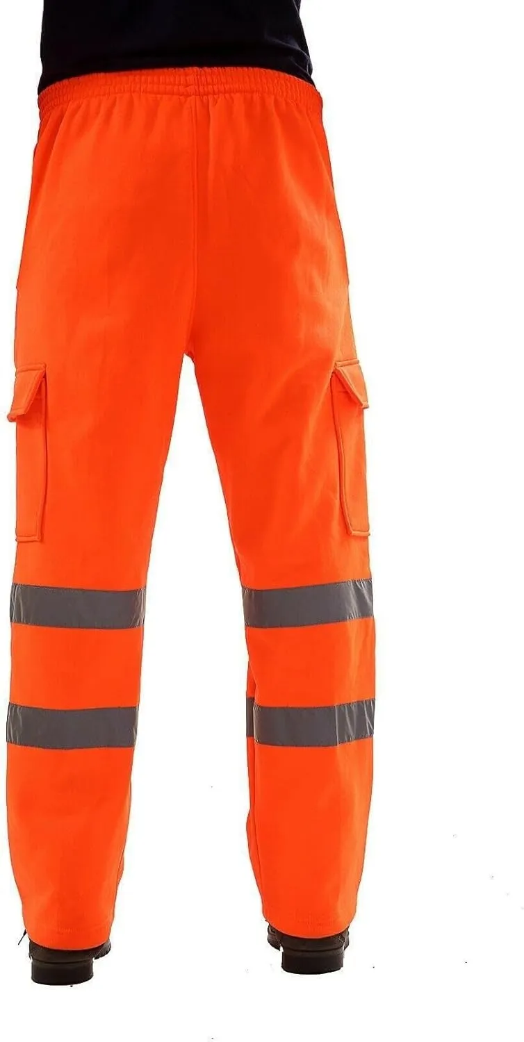Mens High Visibility Pants Reflective Striped Safety Work Pants Cargo Trousers Hi-Vis Workwear with Pockets S-3XL