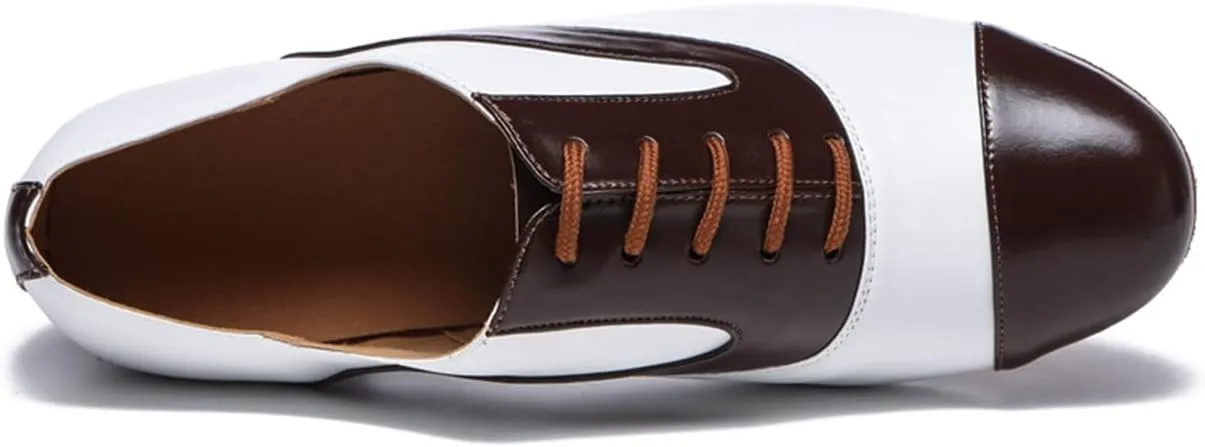 Men's Leather Round Toe Dancing Shoes for Latin Rumba Waltz Tango Performence Ballroom Dance Shoes