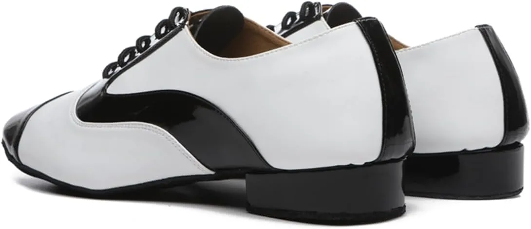 Men's Leather Round Toe Dancing Shoes for Latin Rumba Waltz Tango Performence Ballroom Dance Shoes