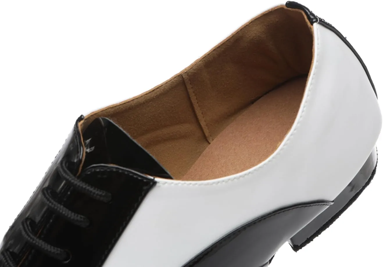 Men's Leather Round Toe Dancing Shoes for Latin Rumba Waltz Tango Performence Ballroom Dance Shoes