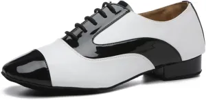 Men's Leather Round Toe Dancing Shoes for Latin Rumba Waltz Tango Performence Ballroom Dance Shoes