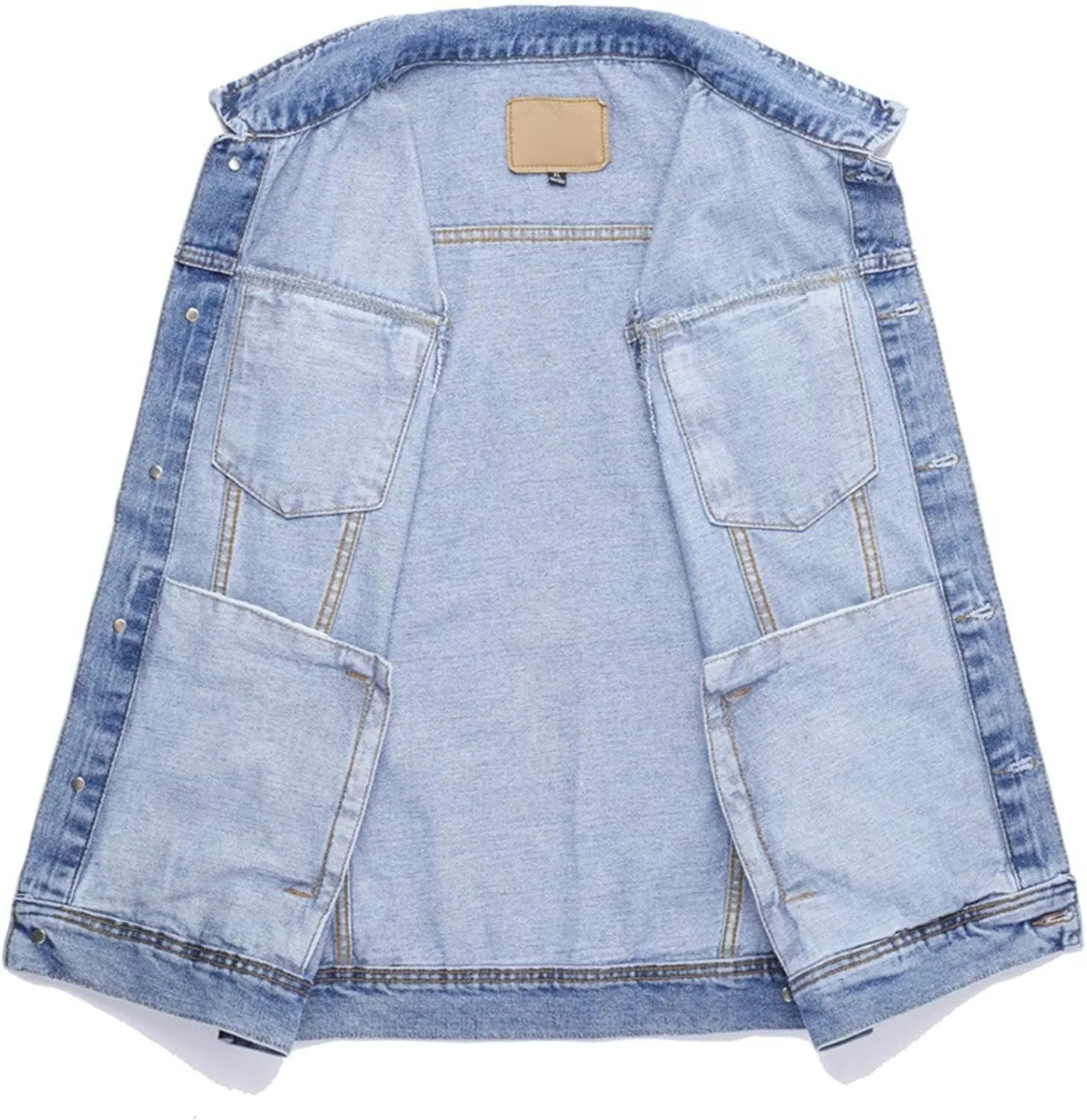 Men's Multi Pocket Denim Vest Trucker Sleeveless Jean Outerwear Casual Vintage Button Cowboy Vests