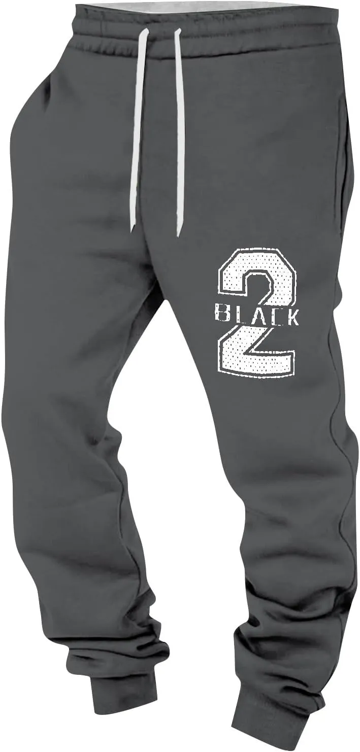 Mens Pants Casual Breathable Number Letter Printed with Pockets Comfy Moisture Wicking Jogger Pants