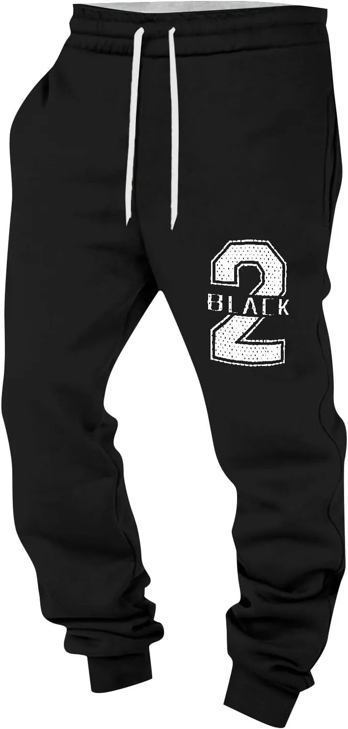 Mens Pants Casual Breathable Number Letter Printed with Pockets Comfy Moisture Wicking Jogger Pants