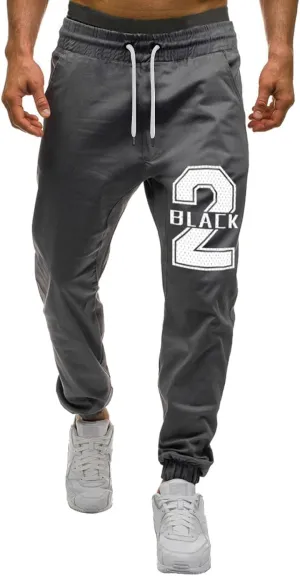 Mens Pants Casual Breathable Number Letter Printed with Pockets Comfy Moisture Wicking Jogger Pants