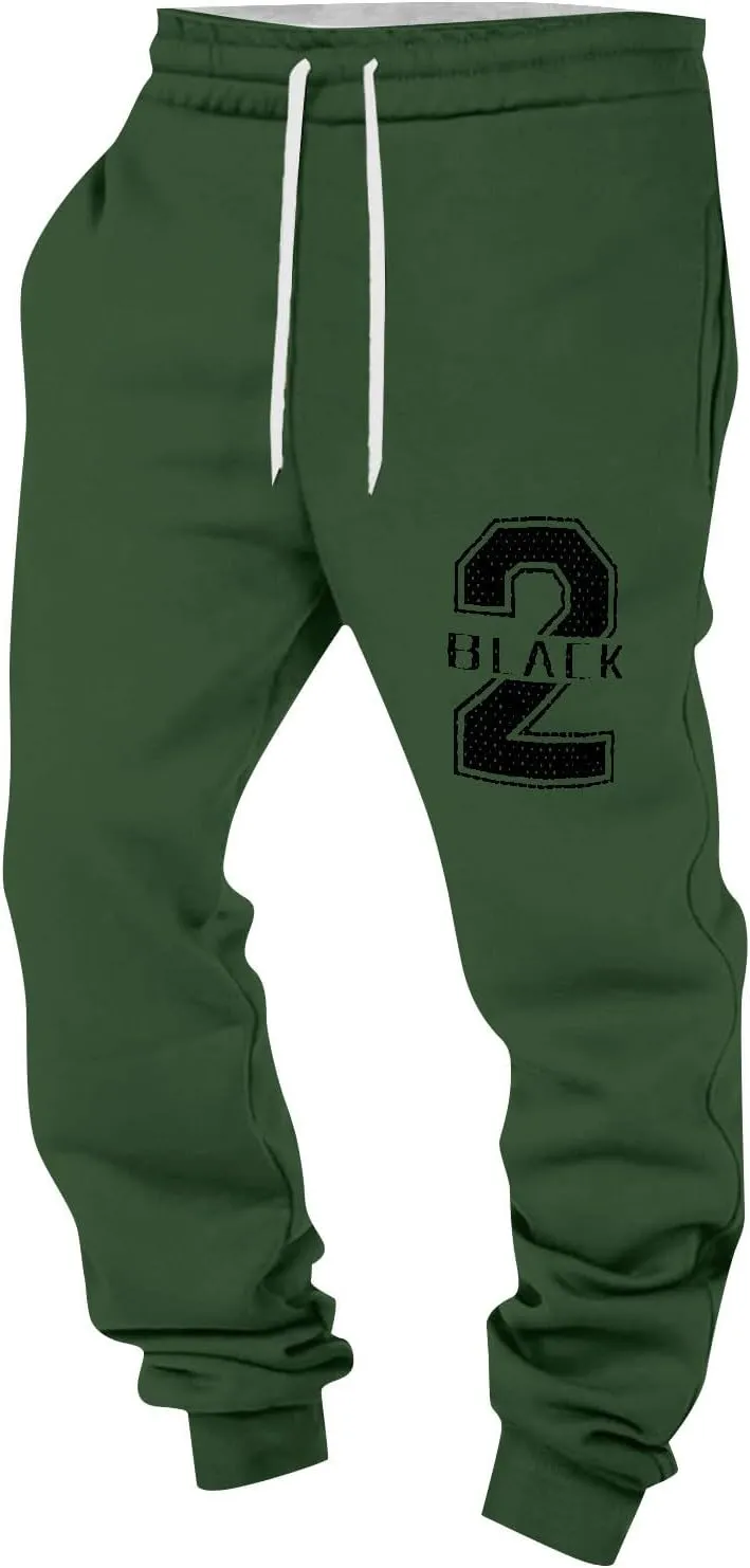 Mens Pants Casual Breathable Number Letter Printed with Pockets Comfy Moisture Wicking Jogger Pants