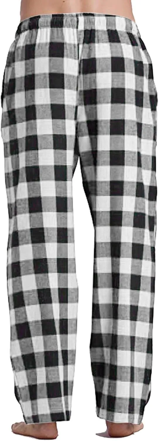 Mens Plaid Pajama Pants Cozy Lounge Pants Baggy Lightweight Buffalo Plaid Pjs Pants Sleepwear Drawstring Pj Bottoms