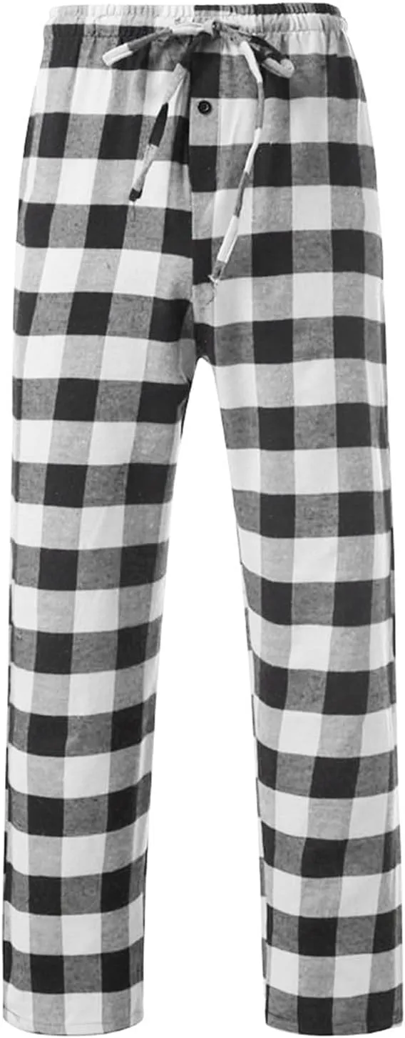 Mens Plaid Pajama Pants Cozy Lounge Pants Baggy Lightweight Buffalo Plaid Pjs Pants Sleepwear Drawstring Pj Bottoms