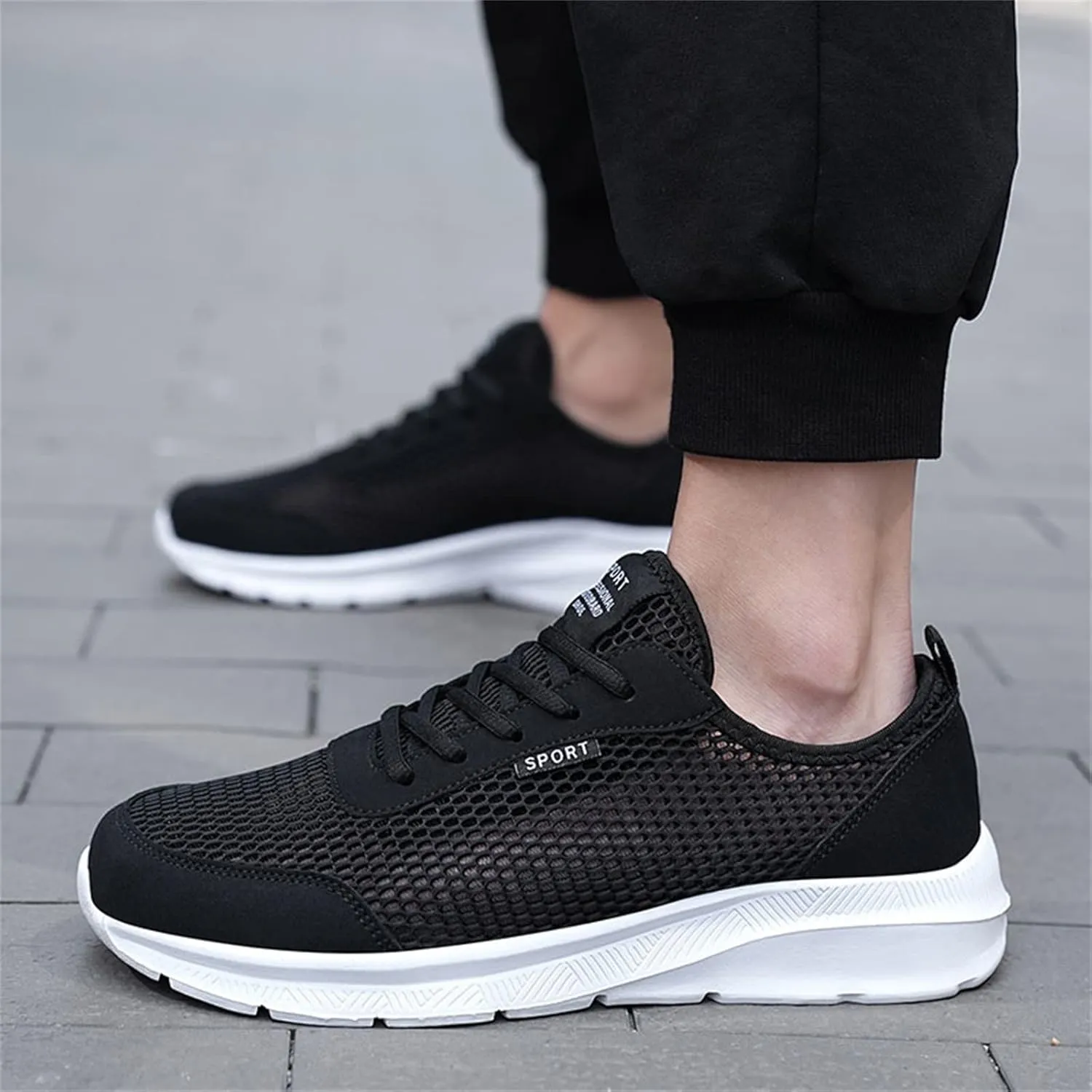 Men's Running Shoes Comfortable Sneakers Casual Lightweight Breathable Lace Up Mesh Walking Sports Shoes
