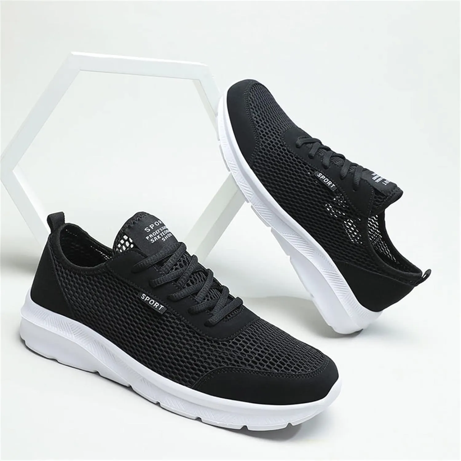 Men's Running Shoes Comfortable Sneakers Casual Lightweight Breathable Lace Up Mesh Walking Sports Shoes