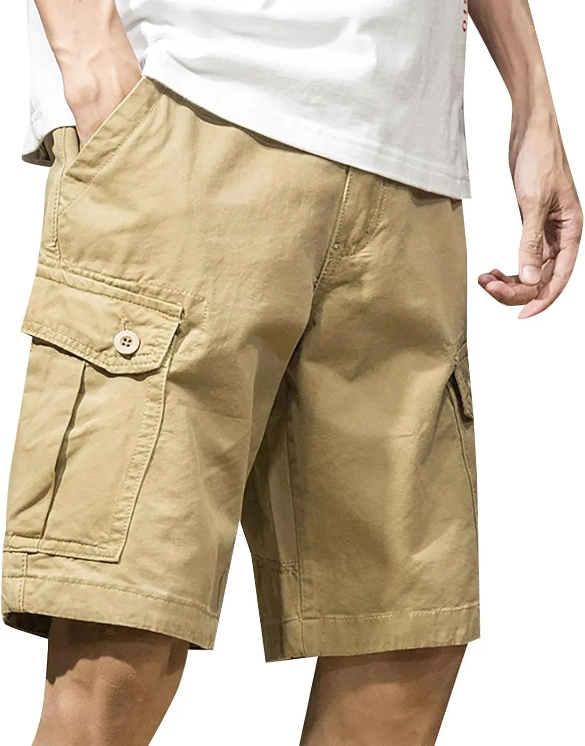 Mens Short Classic Fit Stretch Golf Activewear Featuring Elastic Waistband and Lightweight Outdoor Work Travel Design