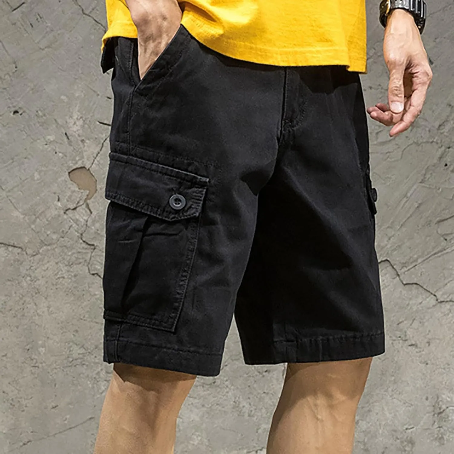 Mens Short Classic Fit Stretch Golf Activewear Featuring Elastic Waistband and Lightweight Outdoor Work Travel Design