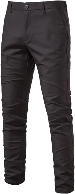 Men's Skinny-Fit Casual Stretch Chino Pant Classic Fit Flat Front Dress Pants Slim Fit Slacks Tapered Trousers
