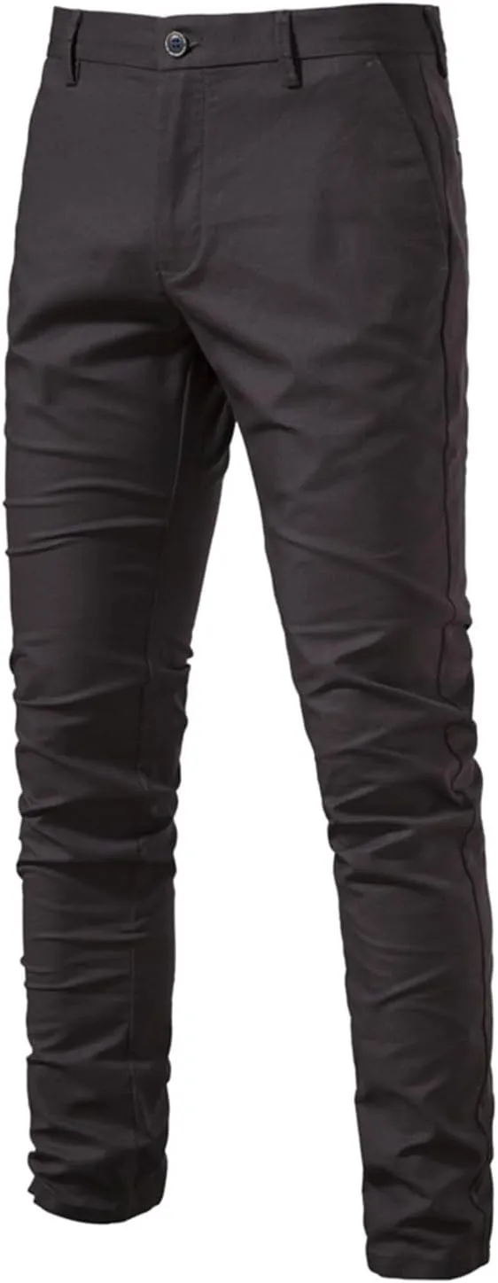 Men's Skinny-Fit Casual Stretch Chino Pant Classic Fit Flat Front Dress Pants Slim Fit Slacks Tapered Trousers