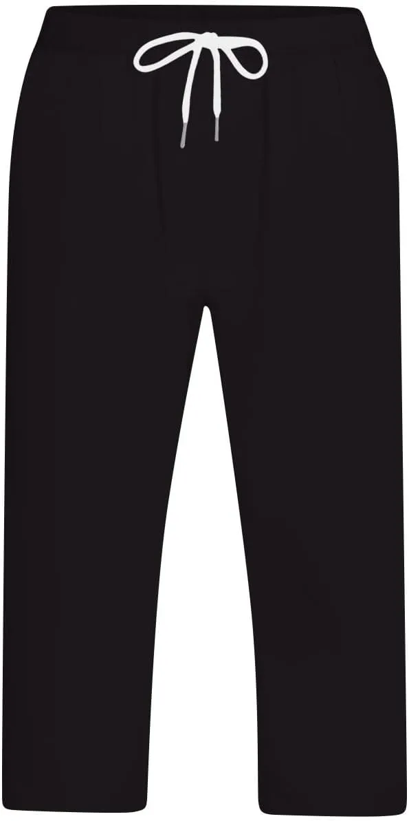 Men's Solid Color Capri Pants Baggy Harem Drawstring Yoga Beach Pants Capris Casual Workout Joggers Stretch Trousers