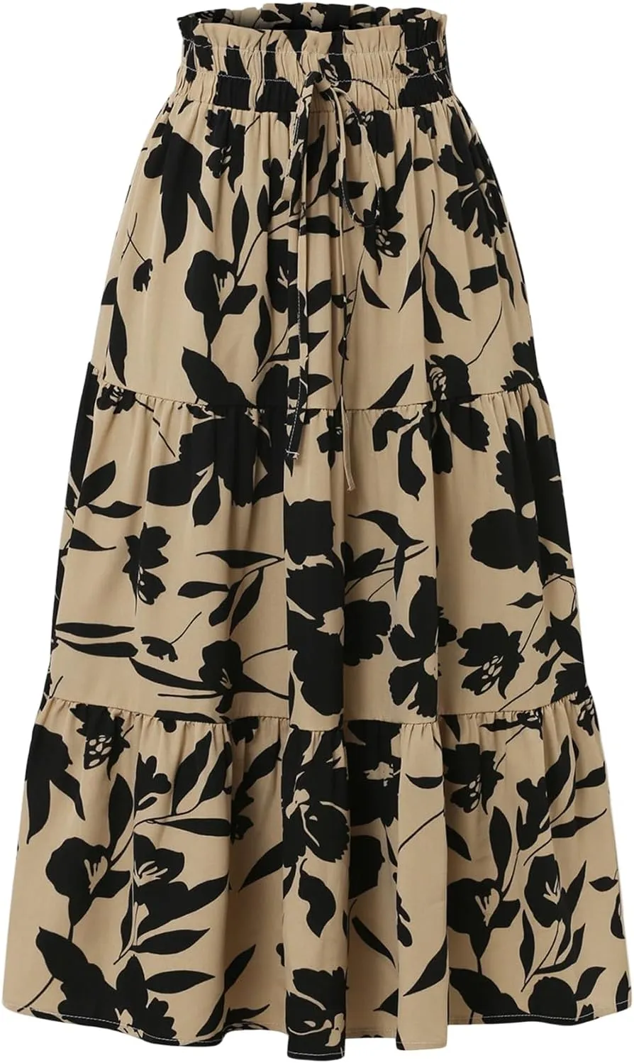 Midi Skirts Maxi Spring Flowy Boho Comfy Tiered Western Womens Long Skirt