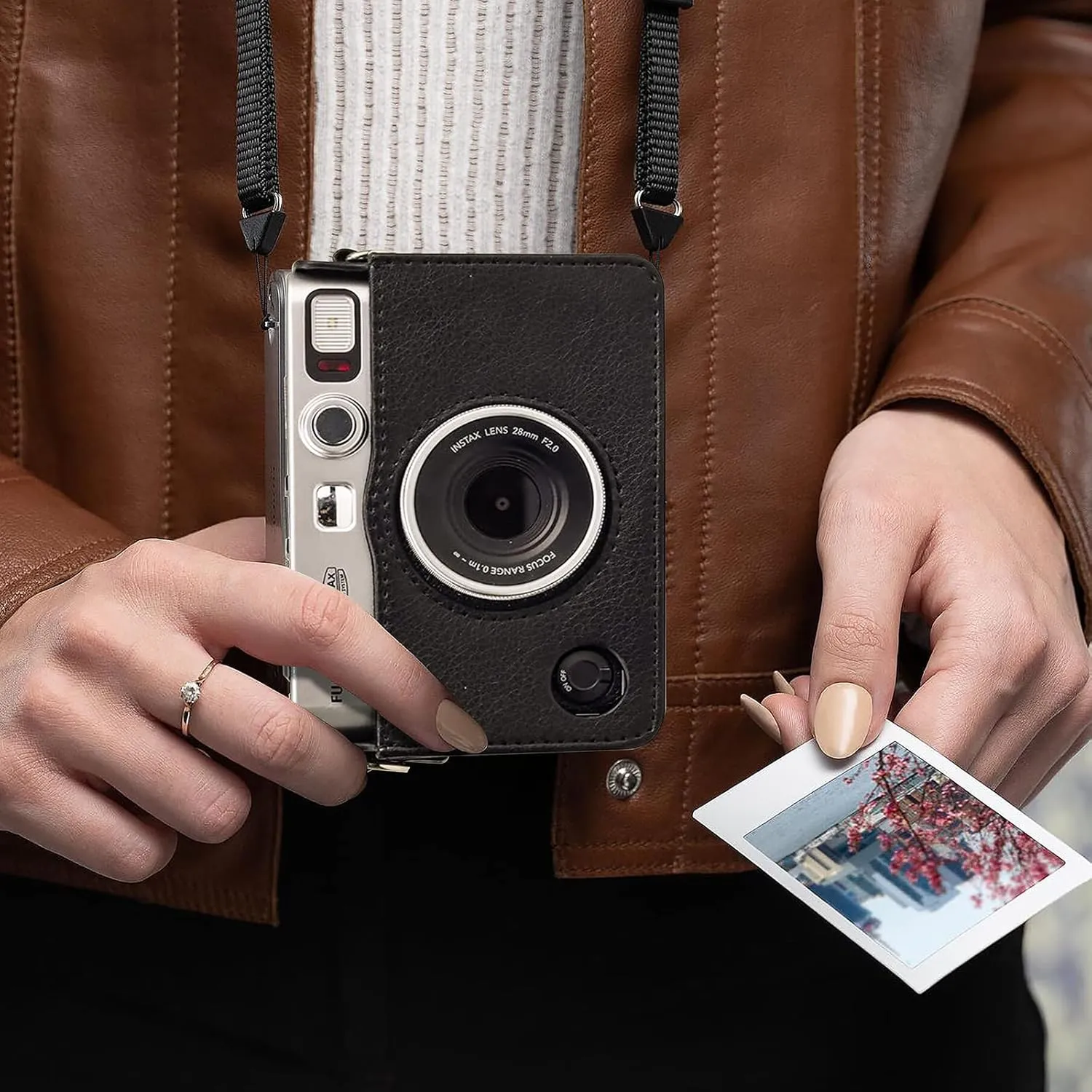 Mini EVO Accessories for Fujifilm Instax Mini EVO Instant Film Camera with EVO Leather Camera Case, Film Holder, Photo Album, 2x3 Frames and Screen Protector - Black (No Camera)