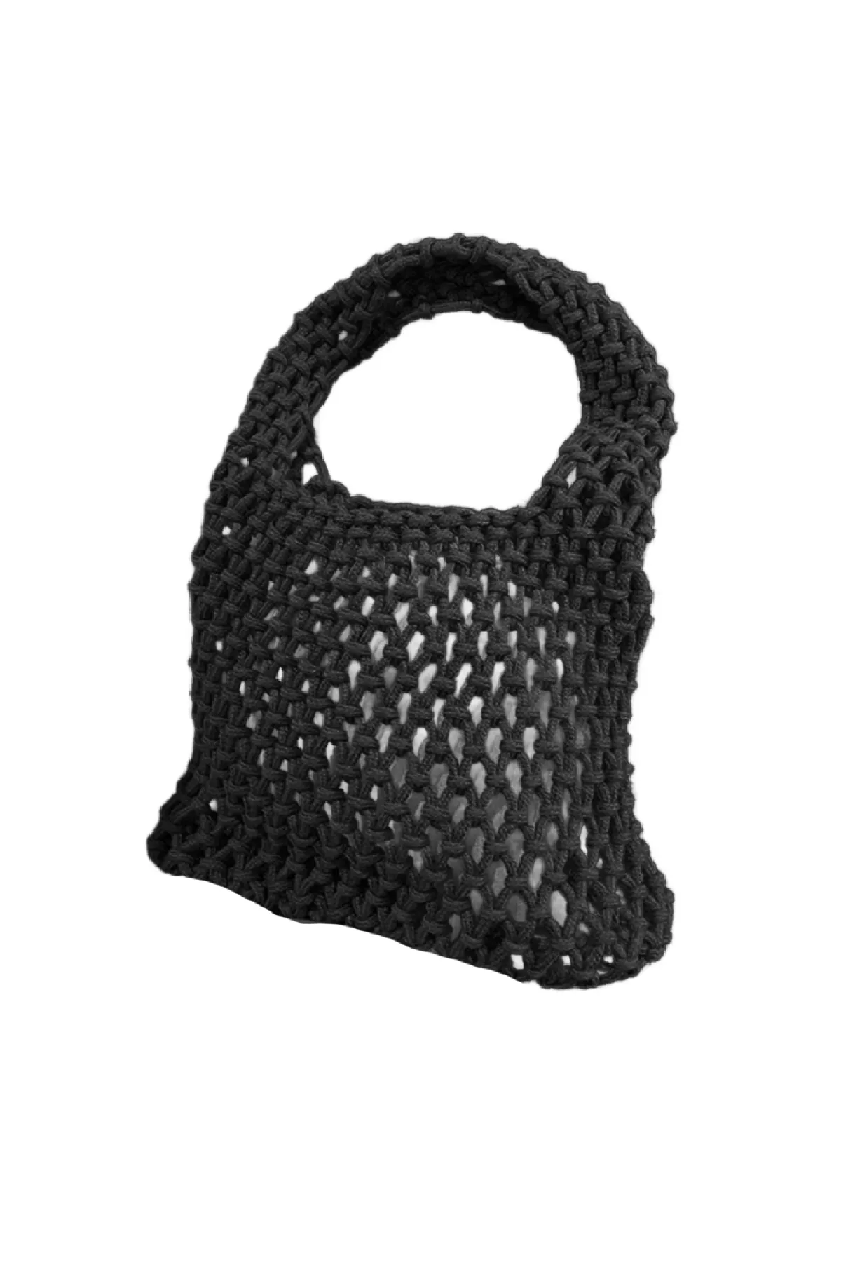 Mini Woven Knit Tote Bag (Black)