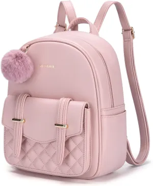 Missnine Mini Backpack for Women Cute Small Backpack Purse With Pompom PU Leather Bookbag Small Casual Daypacks For Ladies