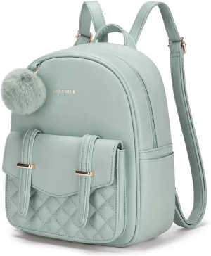 Missnine Mini Backpack for Women Cute Small Backpack Purse With Pompom PU Leather Bookbag Small Casual Daypacks For Ladies