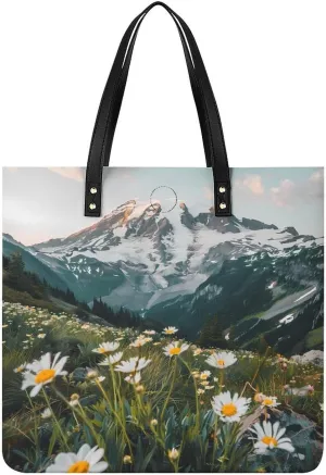 Mount Rainier National Park Top Handle Satchel Handbags PU Leather Tote Bags Shoulder Bags for Women