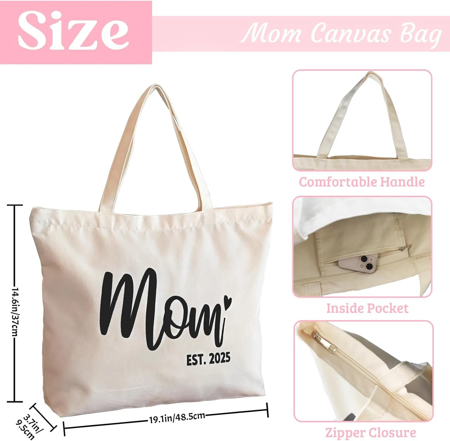 Mrs Bag Bridal Shower Gifts Mrs Gifts Bride Gifts Bachelorette Gifts Wedding Gifts for Bride Bag with Zip Pocket