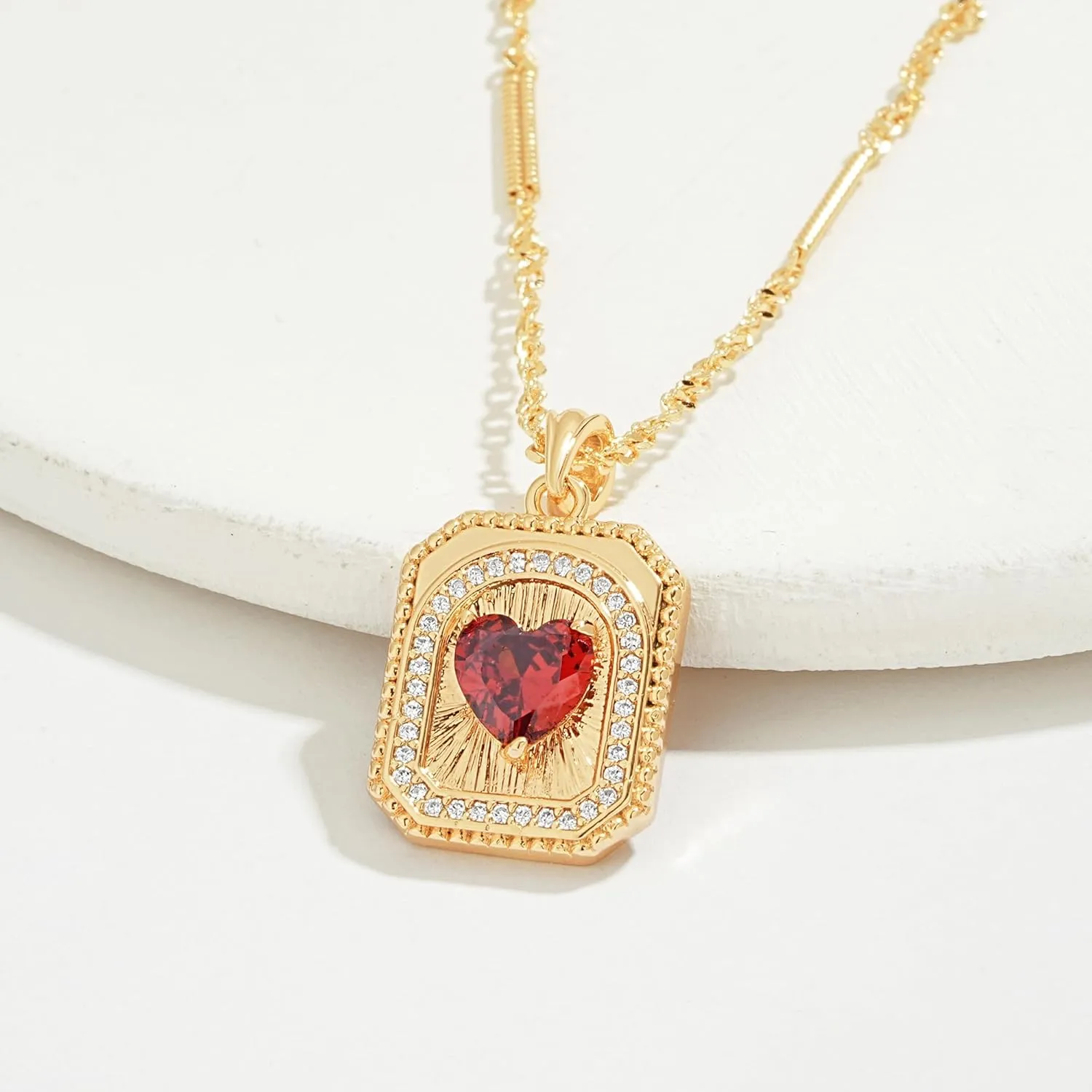 MTMY Layered Heart Necklaces for Women Stackable 14K Gold Plated Chain Necklace Layering CZ Heart Pendant Choker Necklaces Trendy Jewelry Set Gifts