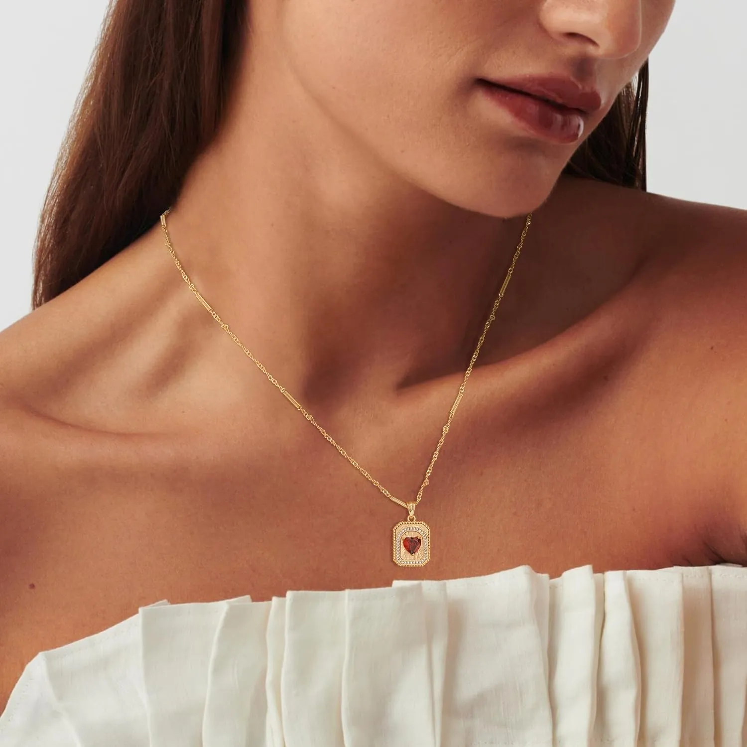 MTMY Layered Heart Necklaces for Women Stackable 14K Gold Plated Chain Necklace Layering CZ Heart Pendant Choker Necklaces Trendy Jewelry Set Gifts