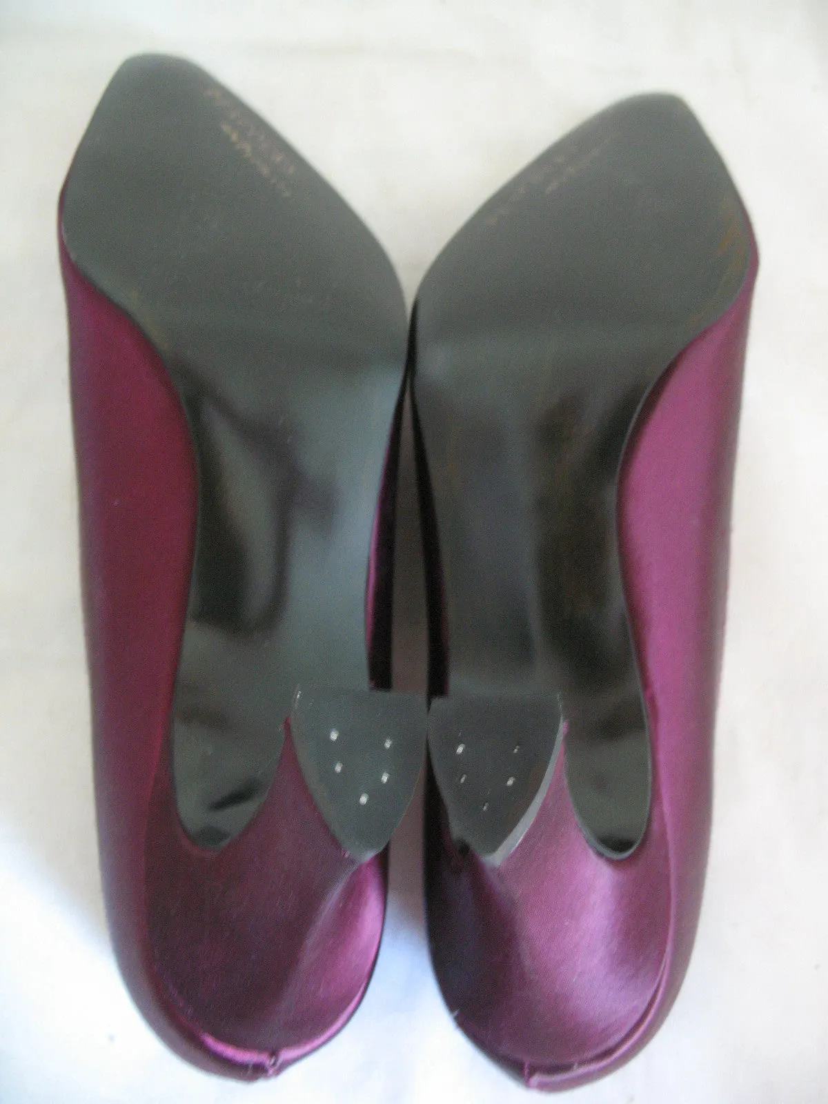 New Vintage Y2K 90s Peacocks Womens Pump Shoes High Heels Made USA Satin Purple