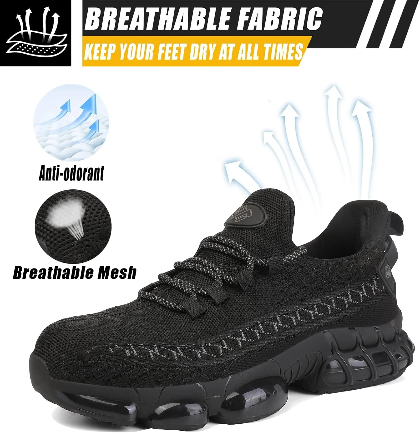 NIFOFISE Steel Toe Sneakers for Men Women Indestructible Work Shoes Lightweight Comfortable Safety Slip-Resistant Composite Toe Shoes for Construction and Industry Zapatos de Trabajo para Mujer