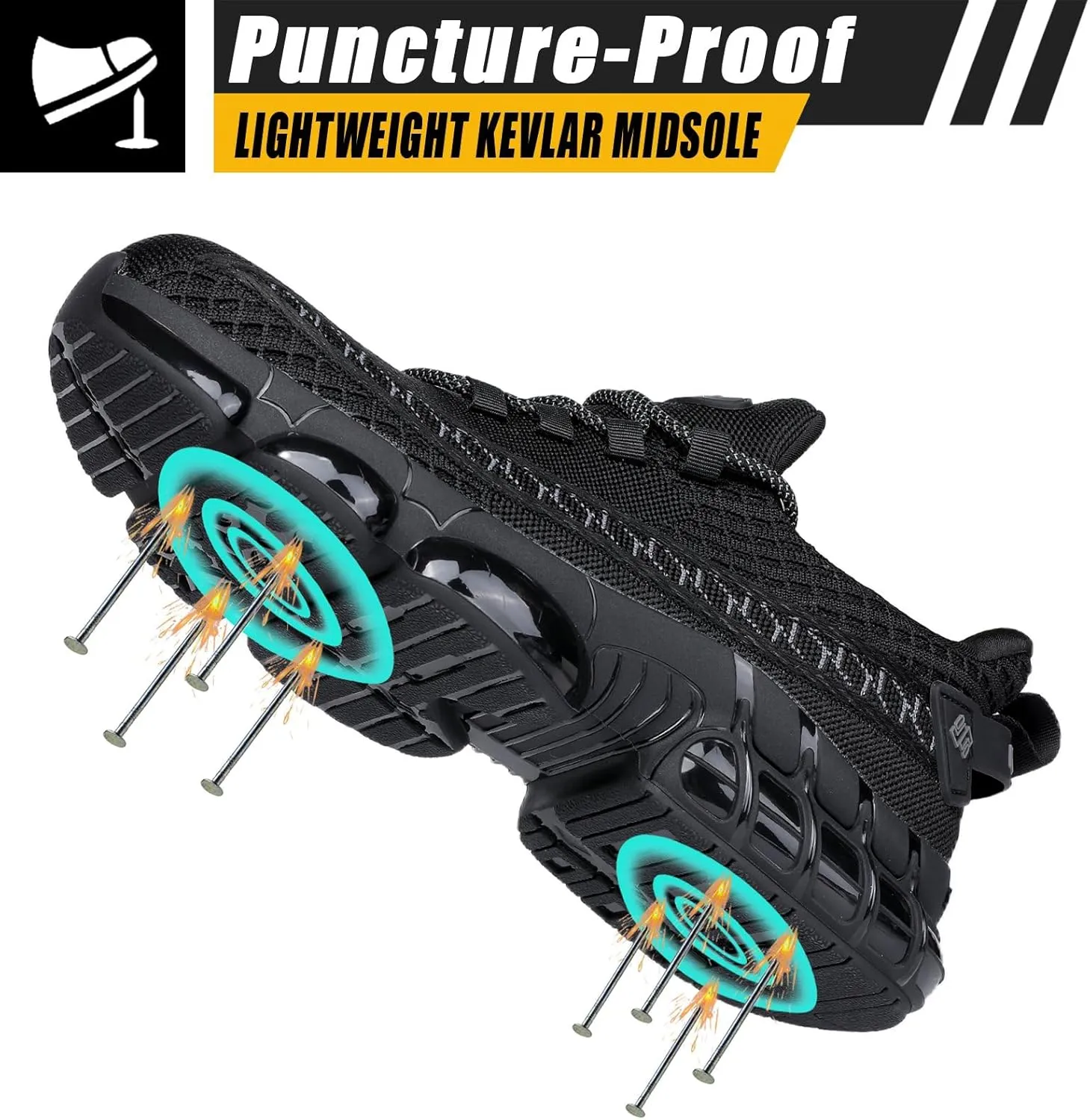 NIFOFISE Steel Toe Sneakers for Men Women Indestructible Work Shoes Lightweight Comfortable Safety Slip-Resistant Composite Toe Shoes for Construction and Industry Zapatos de Trabajo para Mujer